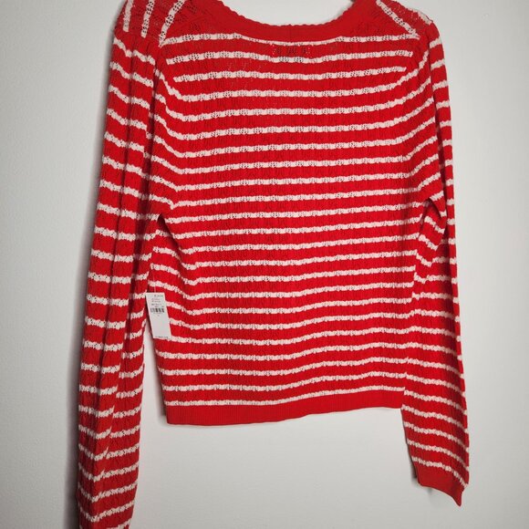 NWT Old Navy Pointelle Knit Striped Button Front Cardigan Size Large - Picture 4 of 5